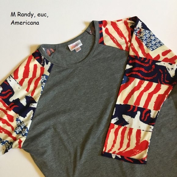 M Lularoe Randy unisex top, Americana stars stripe - Picture 1 of 2